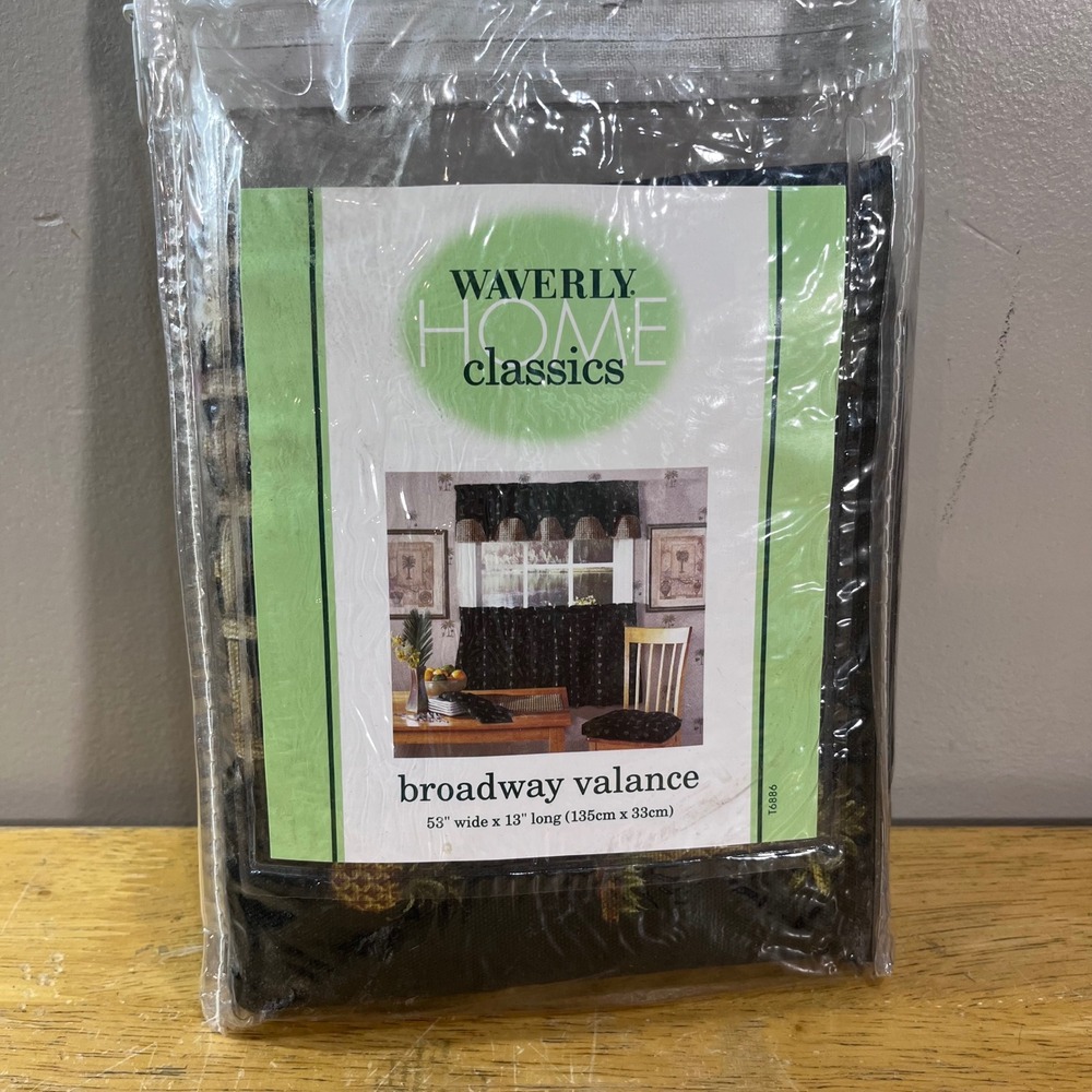 Waverly Broadway Valance Aloha Ebony Black Pineapple Tropical 53x13 Vtg Style